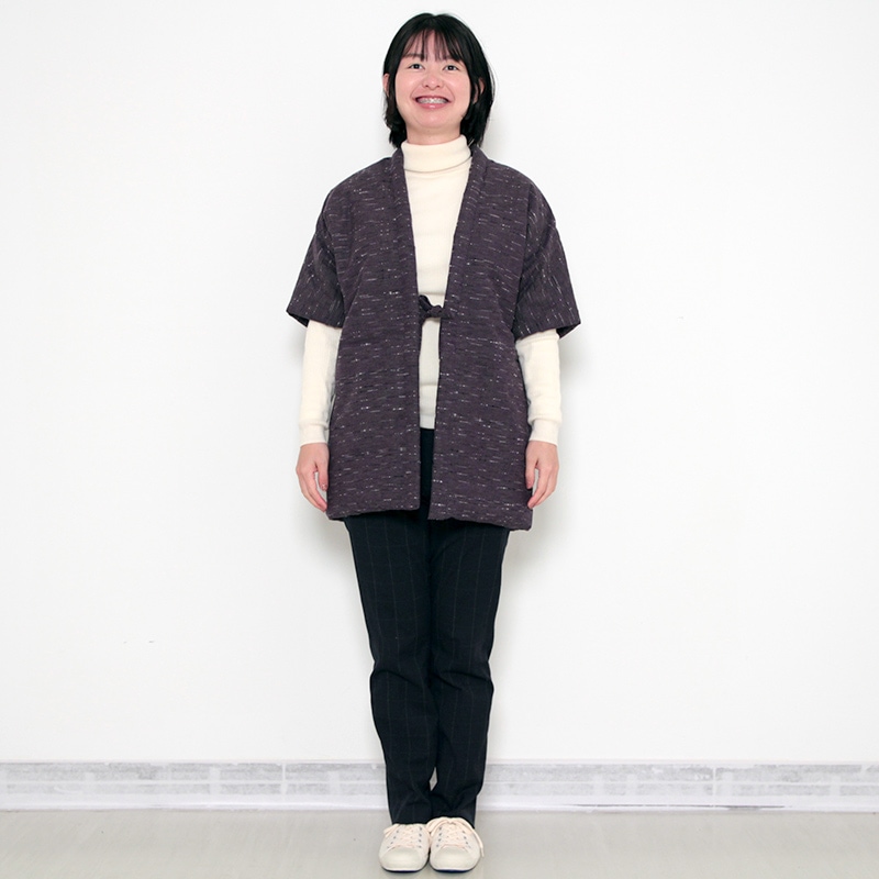 数量限定】五分袖半纏 [氷柱（つらら）] 全2色 中わた:綿100% 身丈74.5cm