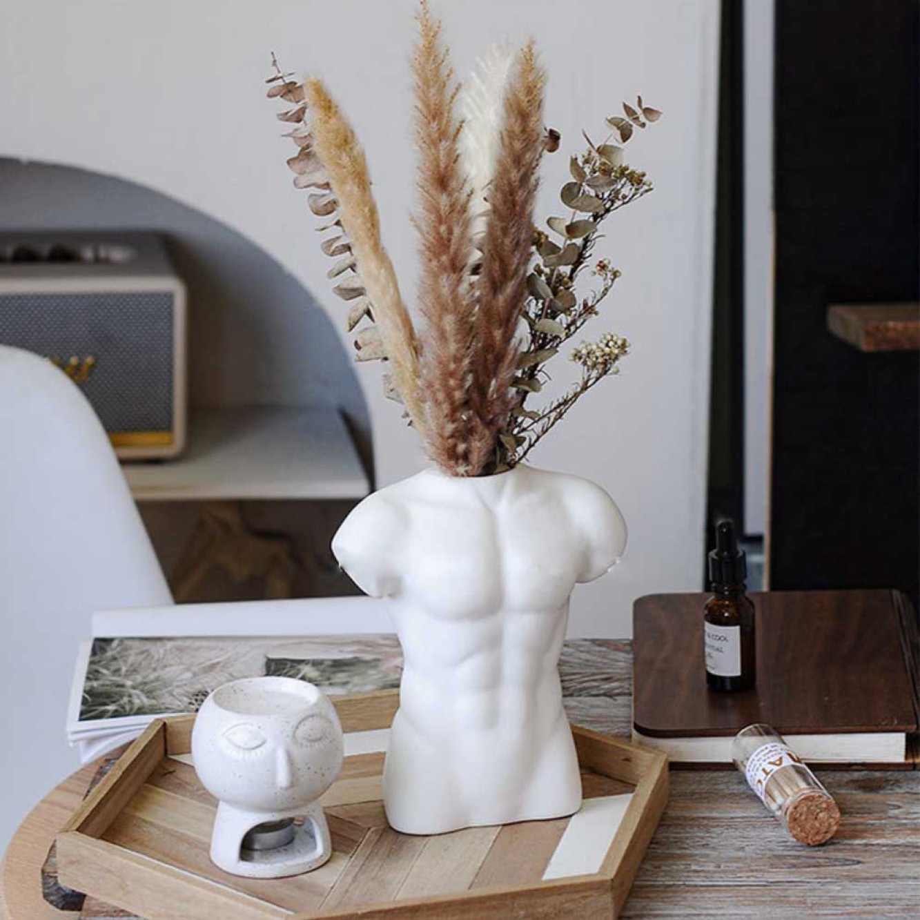 VeroMan 花瓶 ボディアート フラワーベース 人 身体 一輪挿し 花 陶器