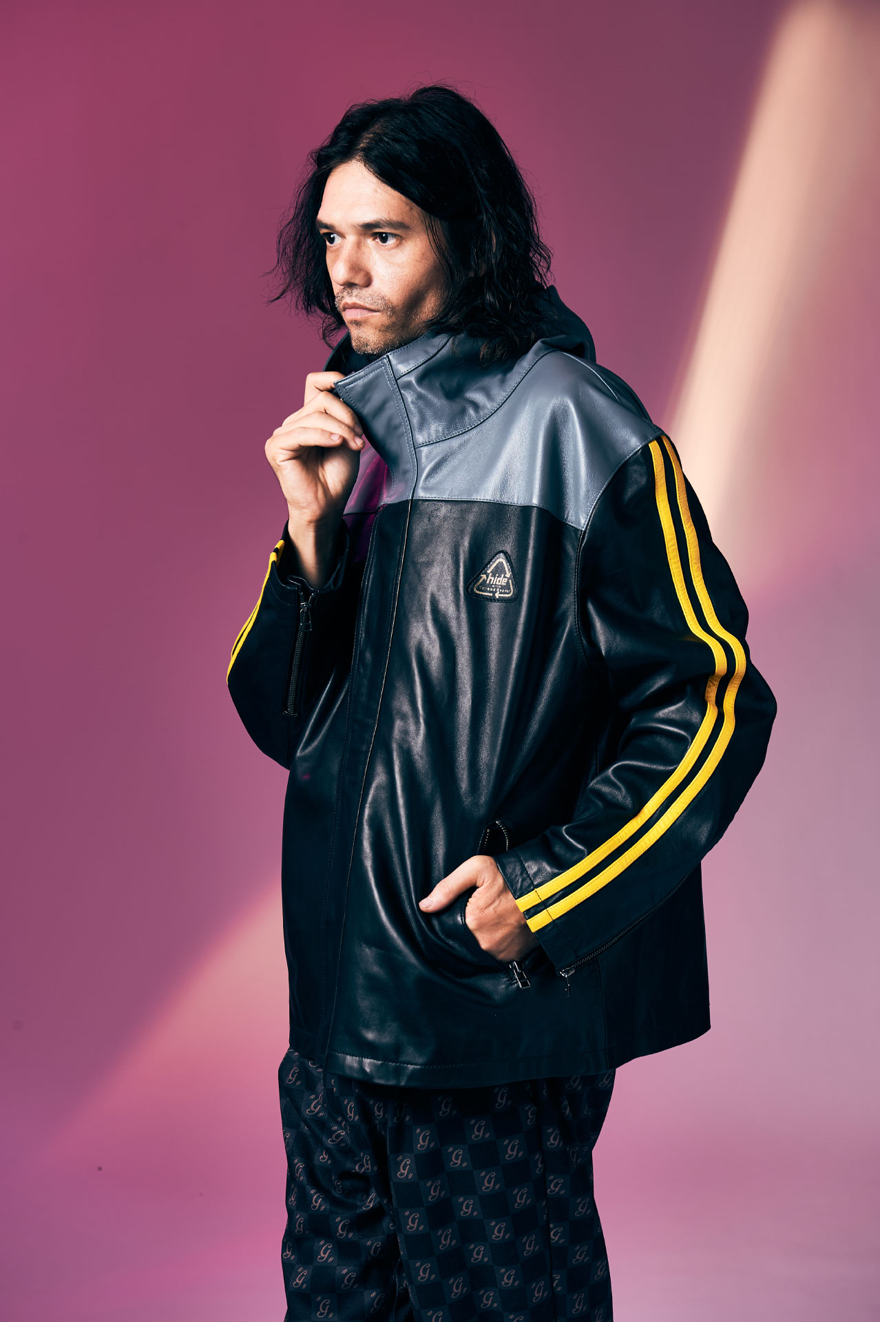 hide × glamb hide Paint Track Jacket オファー L