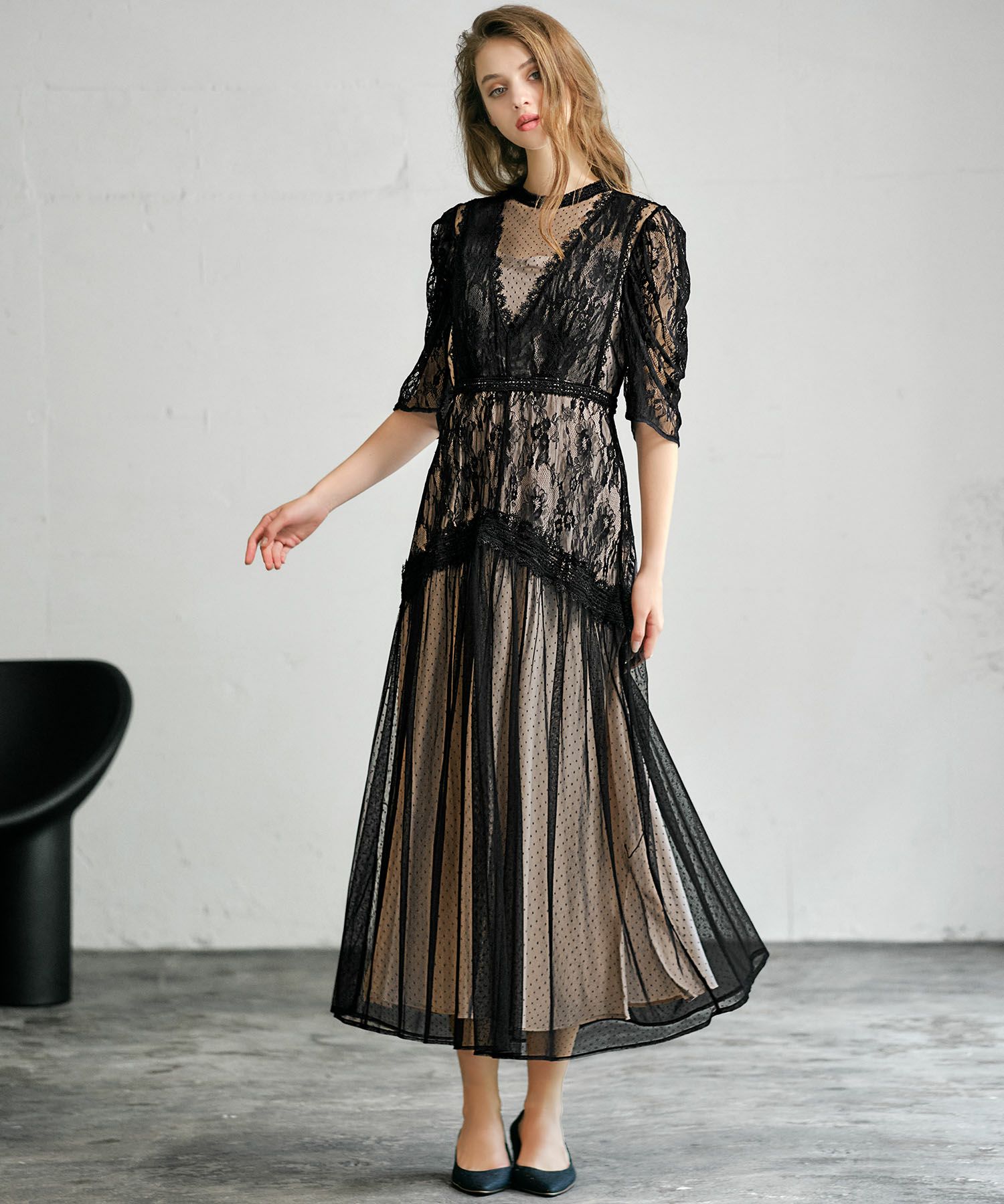 ティアードフリルチュールボレロワンピースドレス結婚式二次会デート