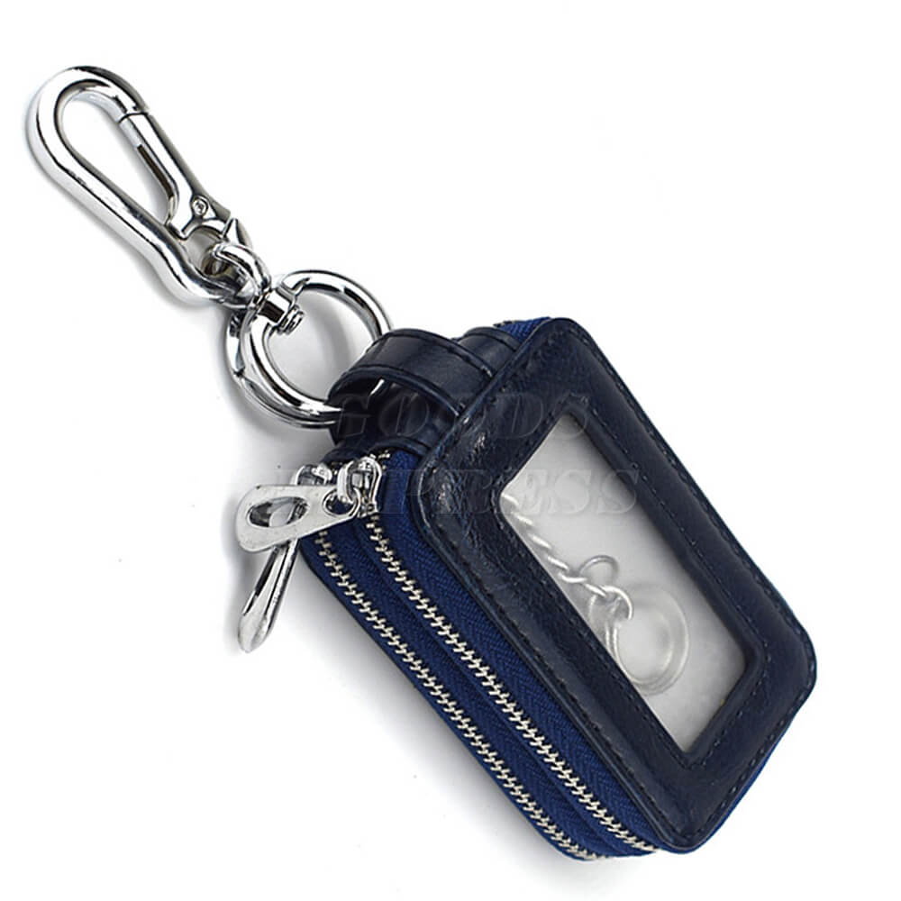 スマートキー スターターキー ケース ネイビー ダブルポケット 牛革