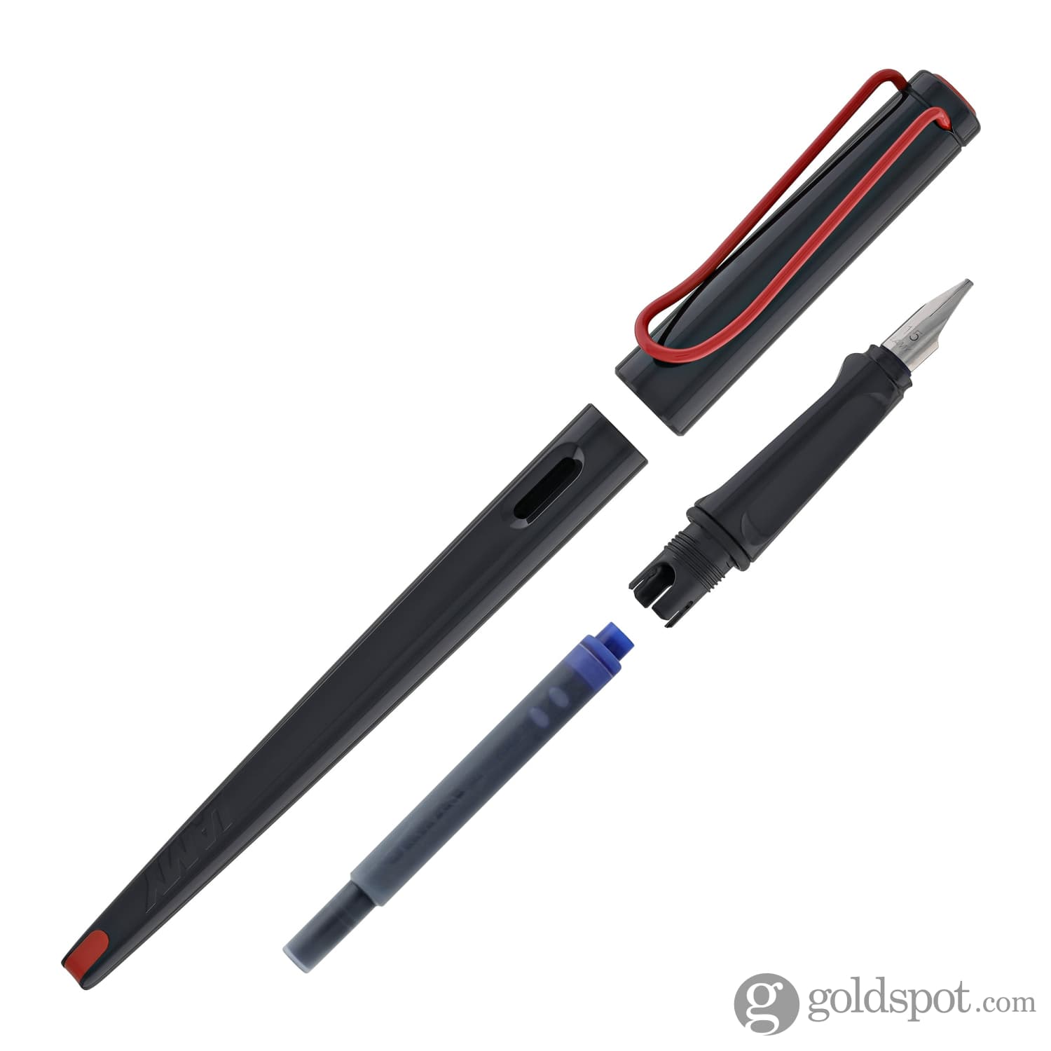 Lamy Joy Calligraphy Fountain Pen in Shiny Black with Red Clip