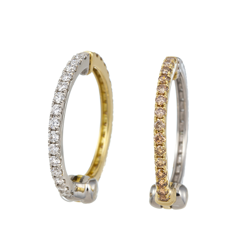 PT950/K18YG ダイヤモンド & ブラウンダイヤ サークルフープ