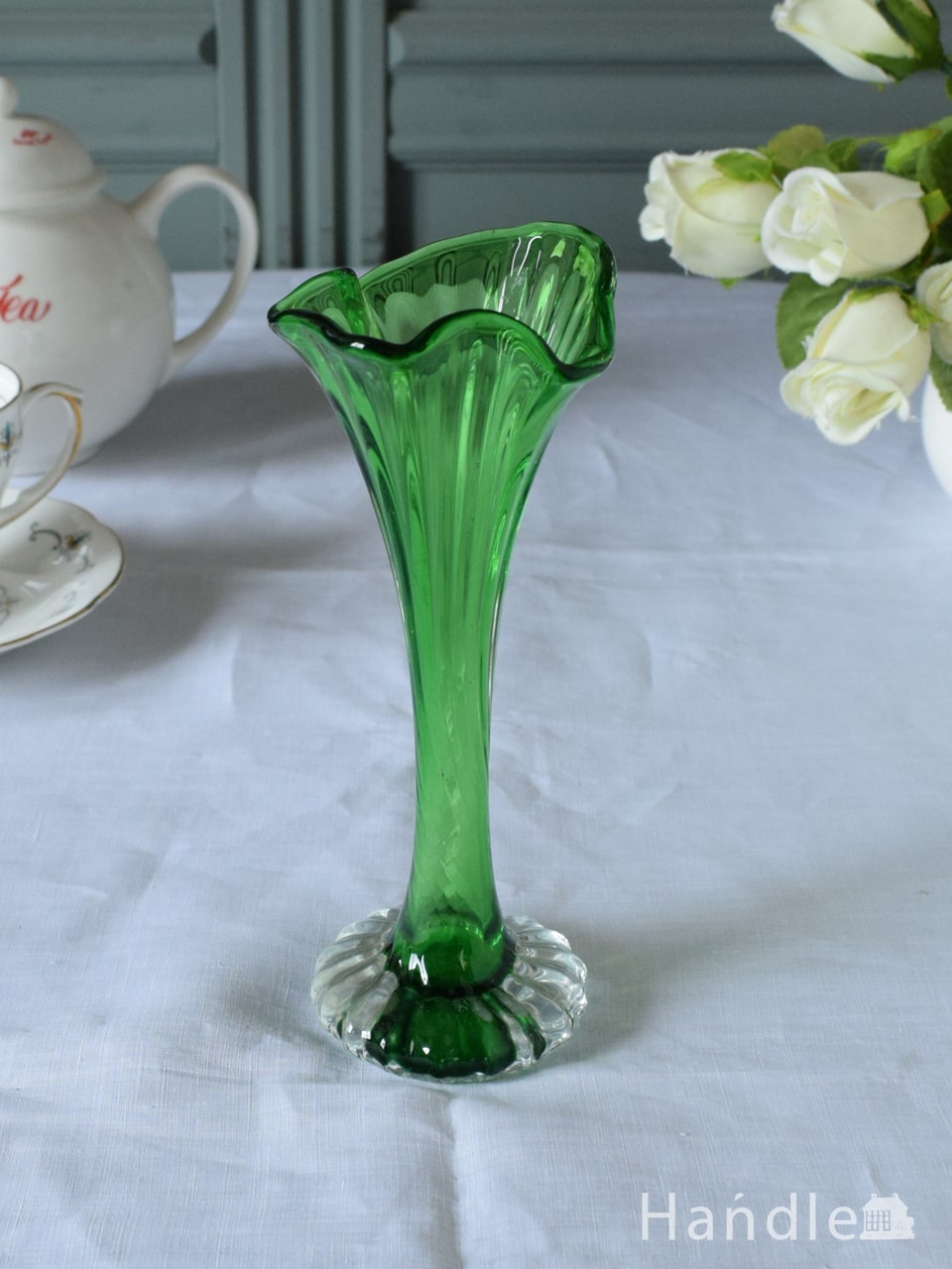 ArtGlass緑のガラス花瓶 JARRON OLA 31cm ガラス花瓶 グリーン