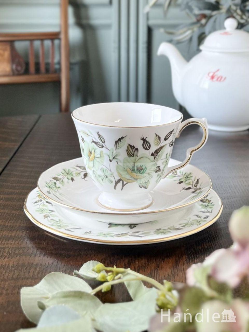 逸品 シェリー カッブ＆ソーサー アールデコ 銀彩幾何学模様