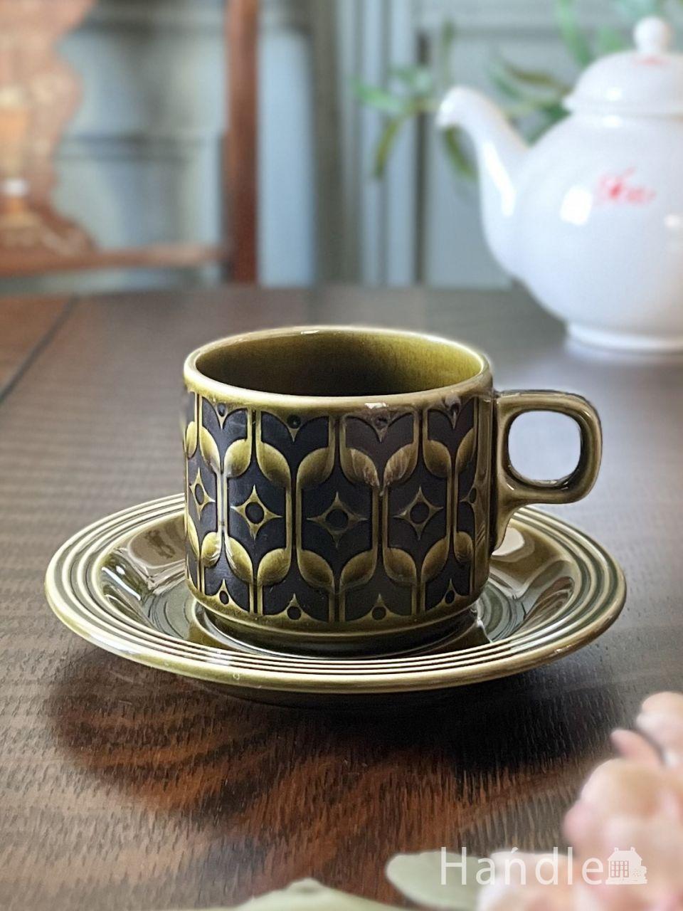 英国アンティークのカップ＆ソーサー、ロイヤルクラウンダービー窯の