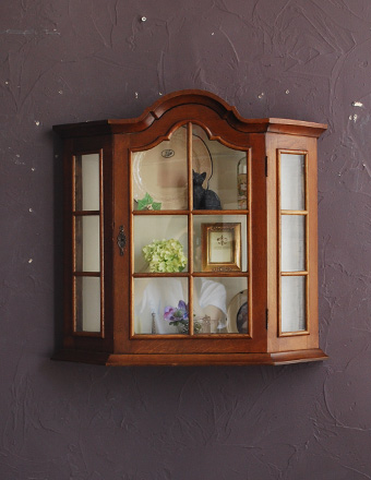 フランスアンティーク エクリュ ウォールキャビネット 棚 壁掛け シェルフ