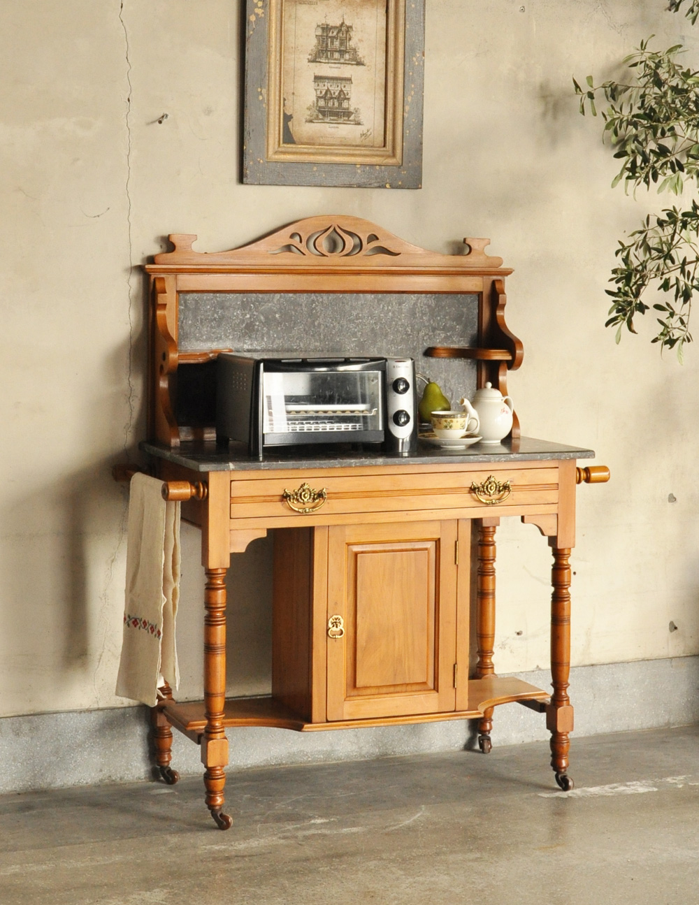 イギリス アンティーク 家具 ウォッシュスタンド 洗面台 収納 英国 6970d