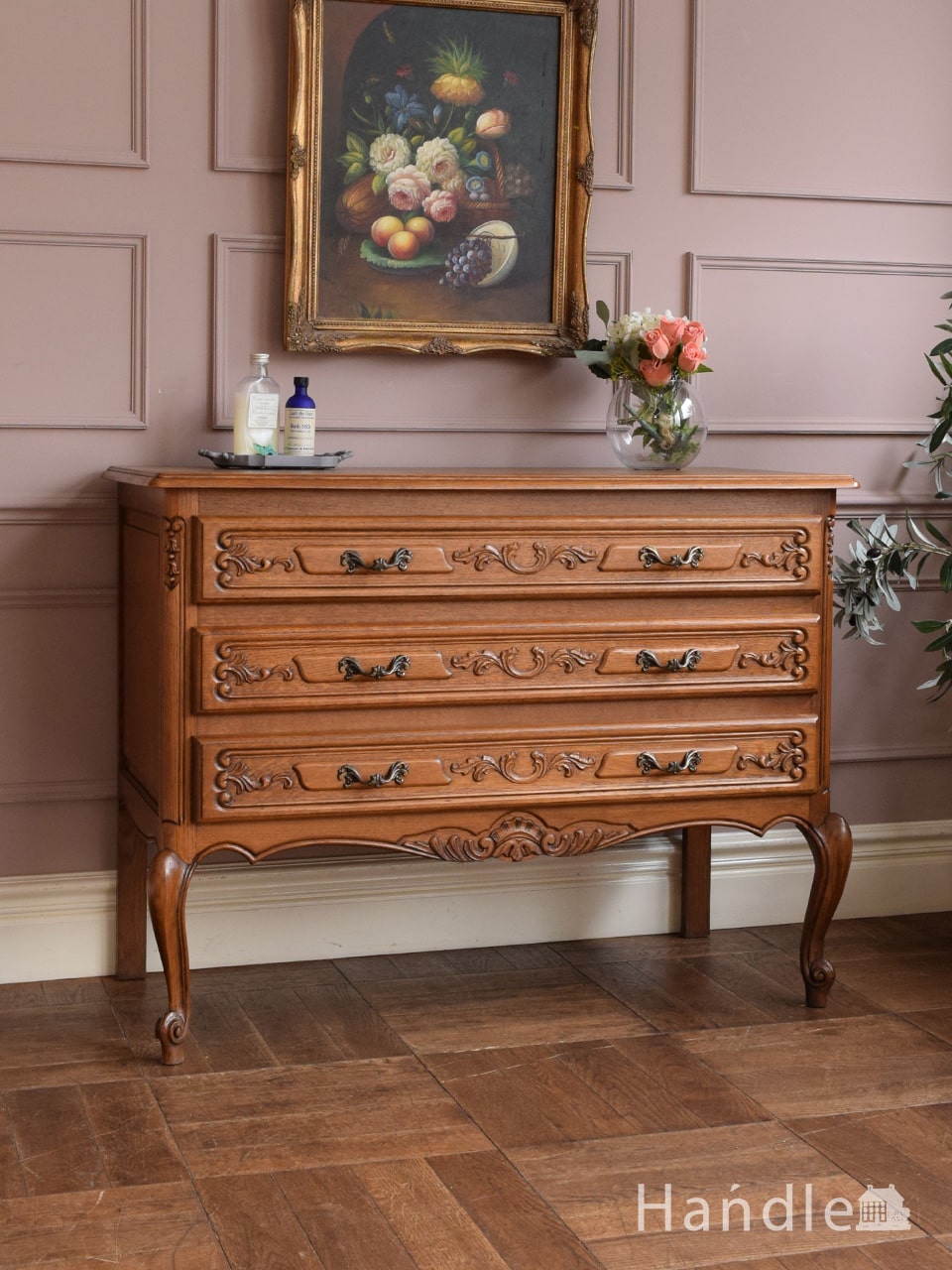 南フランスのアンティーク家具、鍵付きの3段チェスト（コモード）(j