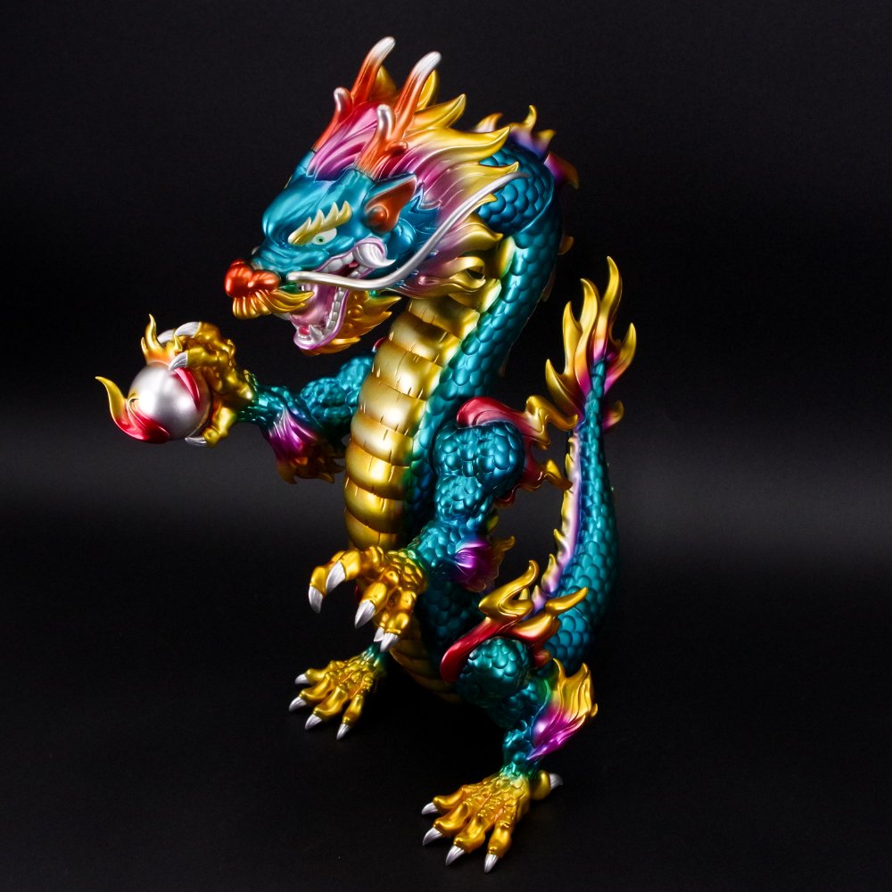 薄端 青銅製 龍双耳 五足 人物花鳥紋 獣足 幅32㎝ 重量約7kg 薄端 青