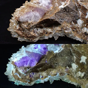 中国貴州省産 雪玉蛍光鉱物付きカルサイト・フローライト 約114g