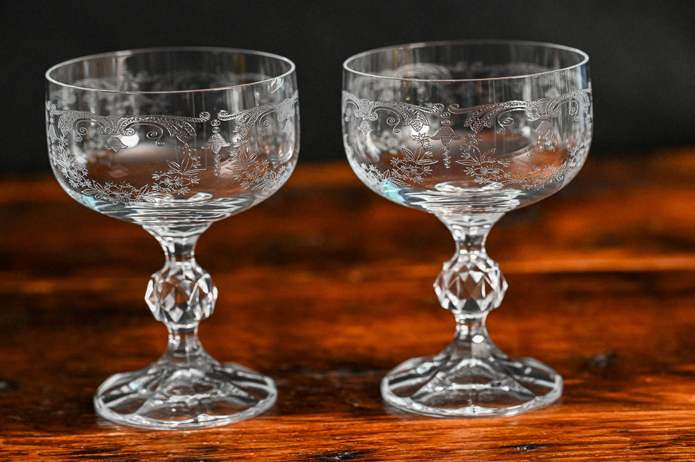 Bohemia Crystal Cascade Etched Cocktail Coupes – Happy Hour