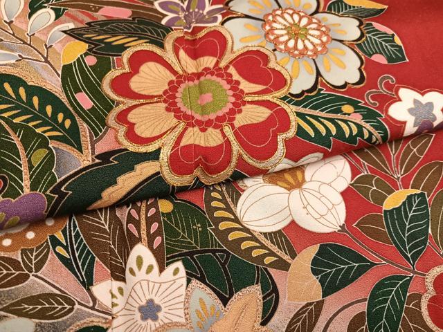 平和屋着物○豪華振袖 駒刺繍 花蝶文 暈し染め 金彩 ロング