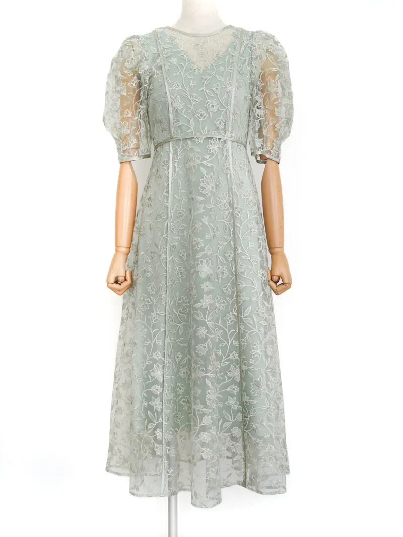 LILY BROWN（リリーブラウン）チュール刺繍ドレス（ミント/1