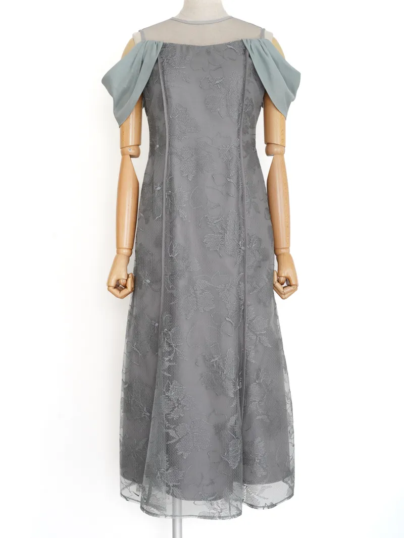 LAGUNAMOON（ラグナムーン）LADYチュール刺繍オフショルダーワンピース