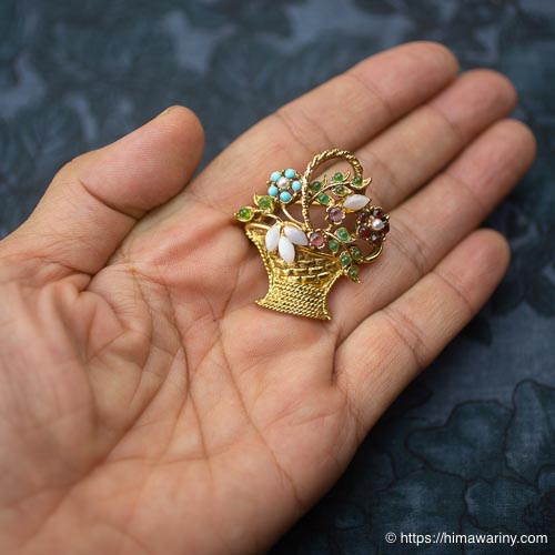 Swoboda スワボダ-天然石-野の花バスケット・ブローチ – アンティーク