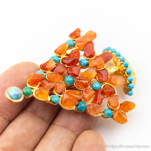 Swoboda スワボダ-天然石クリスマスツリー・ヴィンテージ・ブローチ