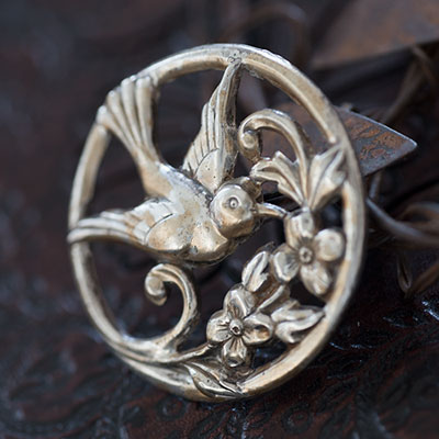 Coro コロ-シルバー925-花鳥紋シルバー・ブローチ☆アドルフ・カッツ