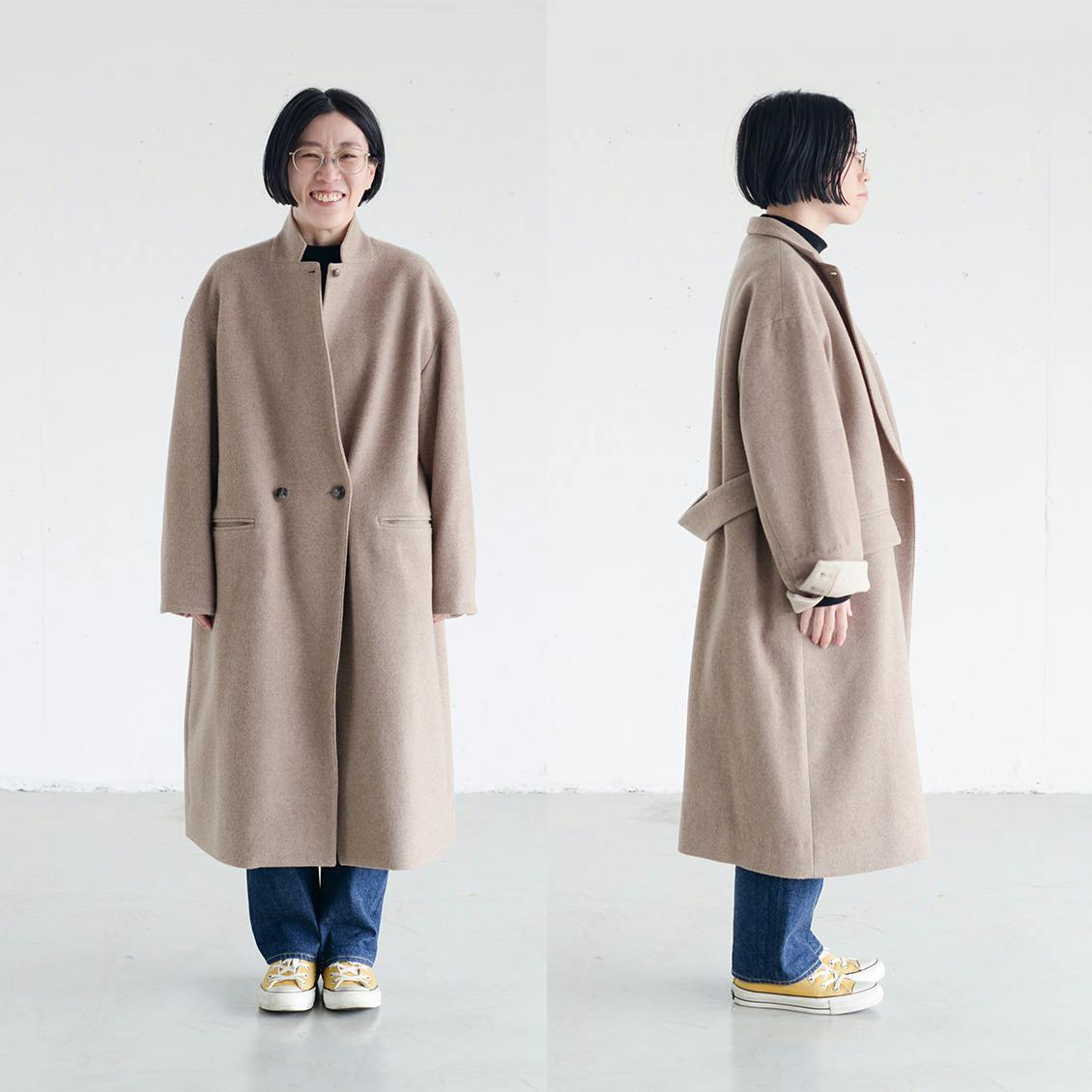 着用レビュー】定番の「チェスターコート」を身長別に4名のスタッフが