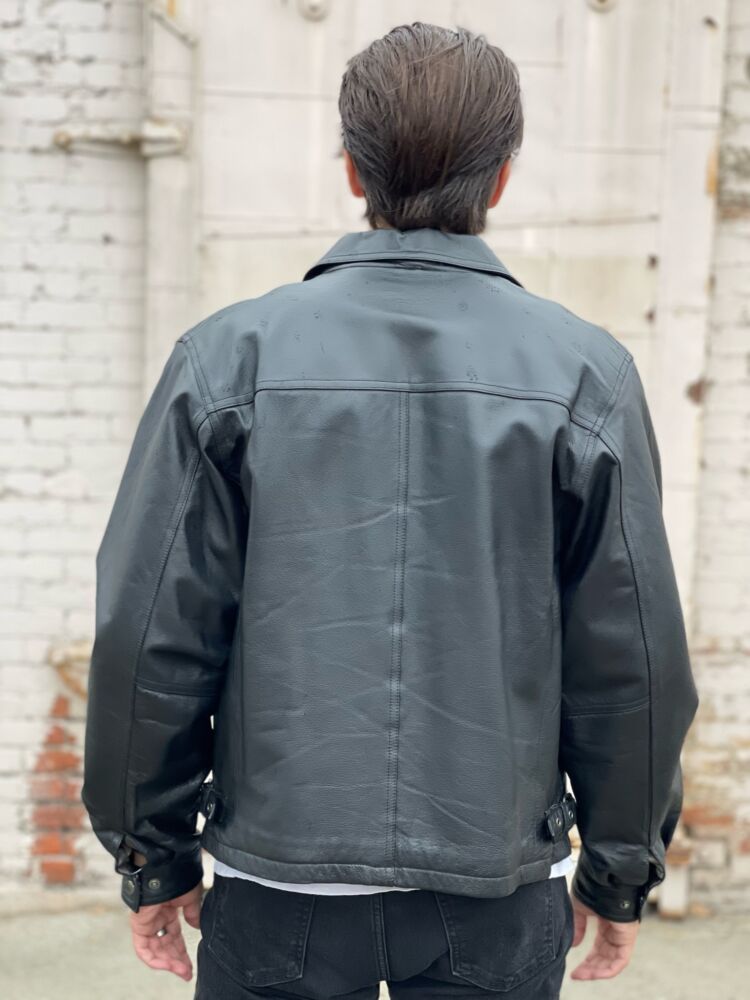 Vintage 00s Mens Smooth Black Leather Jacket – S/M → Hotbox Vintage