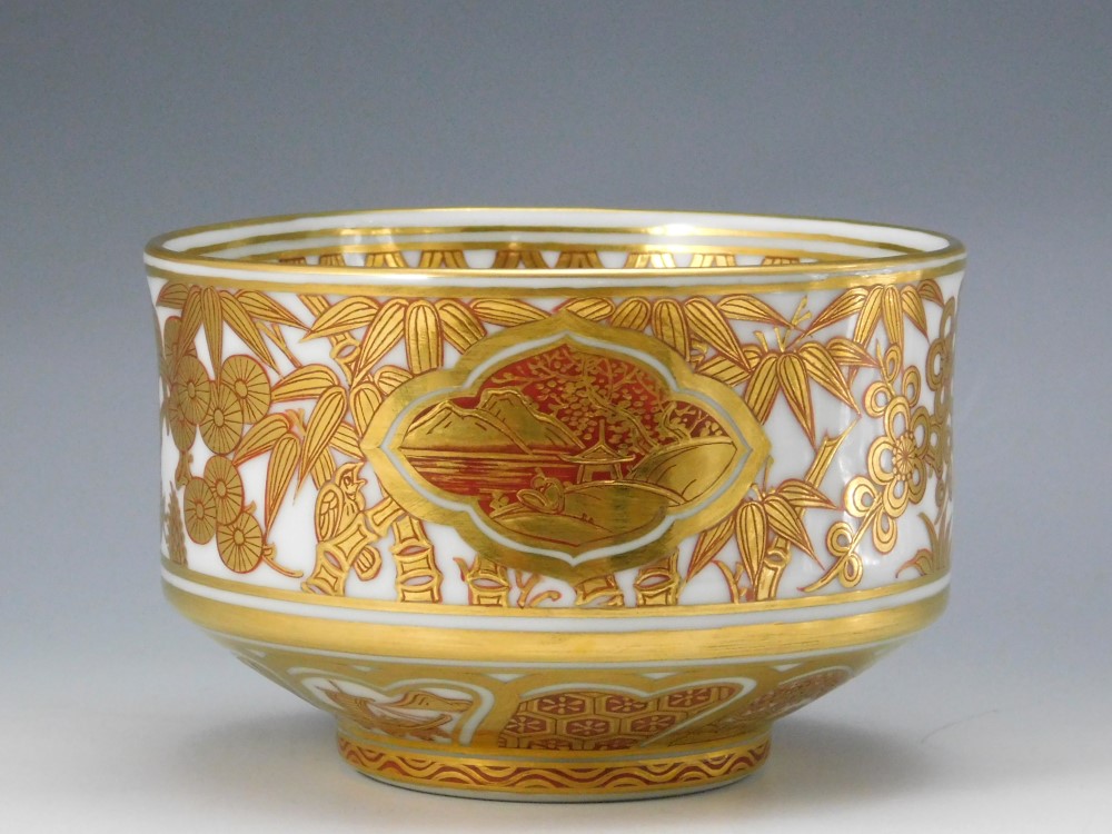 五代 真葛香斎 白磁金襴手端反 茶碗 | いとう鳳凰堂古美術店