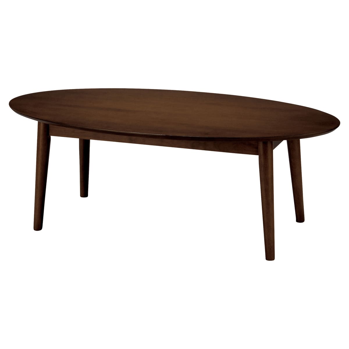 ダークブラウン楕円形座卓