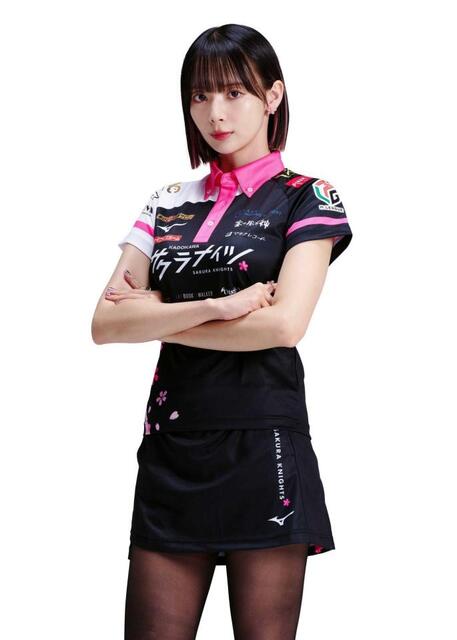 岡田紗佳サイン入り Mリーグ サクラナイツ 2024-25 ベースボールシャツ