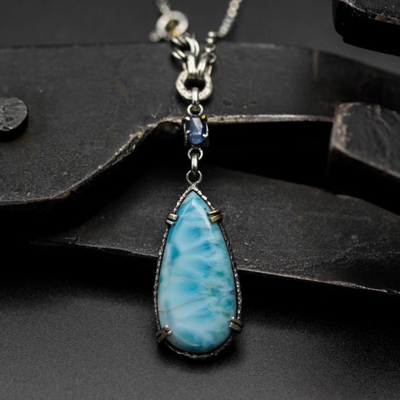 ラリマー ドロップ形 ネックレス 本物 高品質 ラリマー しずく型