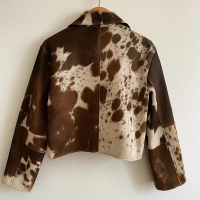 Genuine Cowhide Leather Jacket for Women | Natural Hair-On Cow