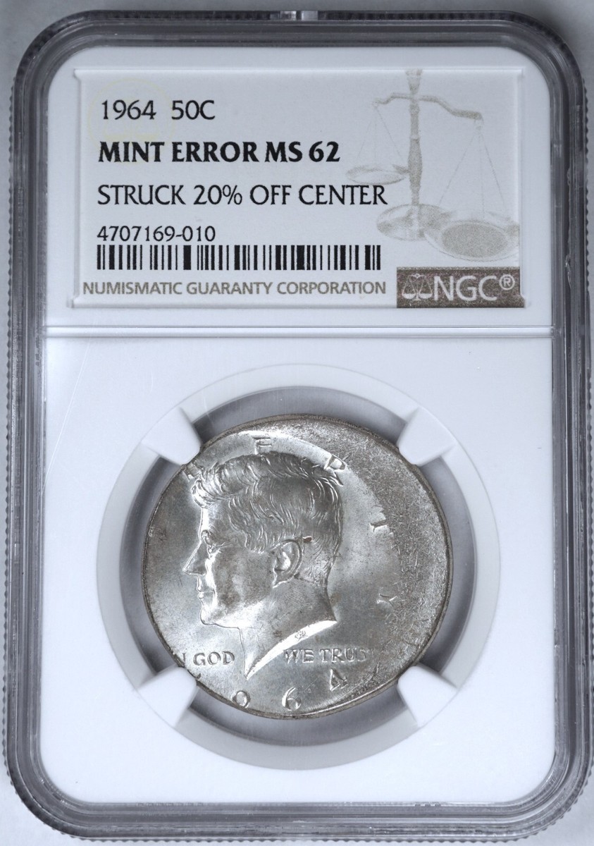 pn448 エラー銀貨 1964年D. アメリカ合衆国 5種セット 50Cエラー