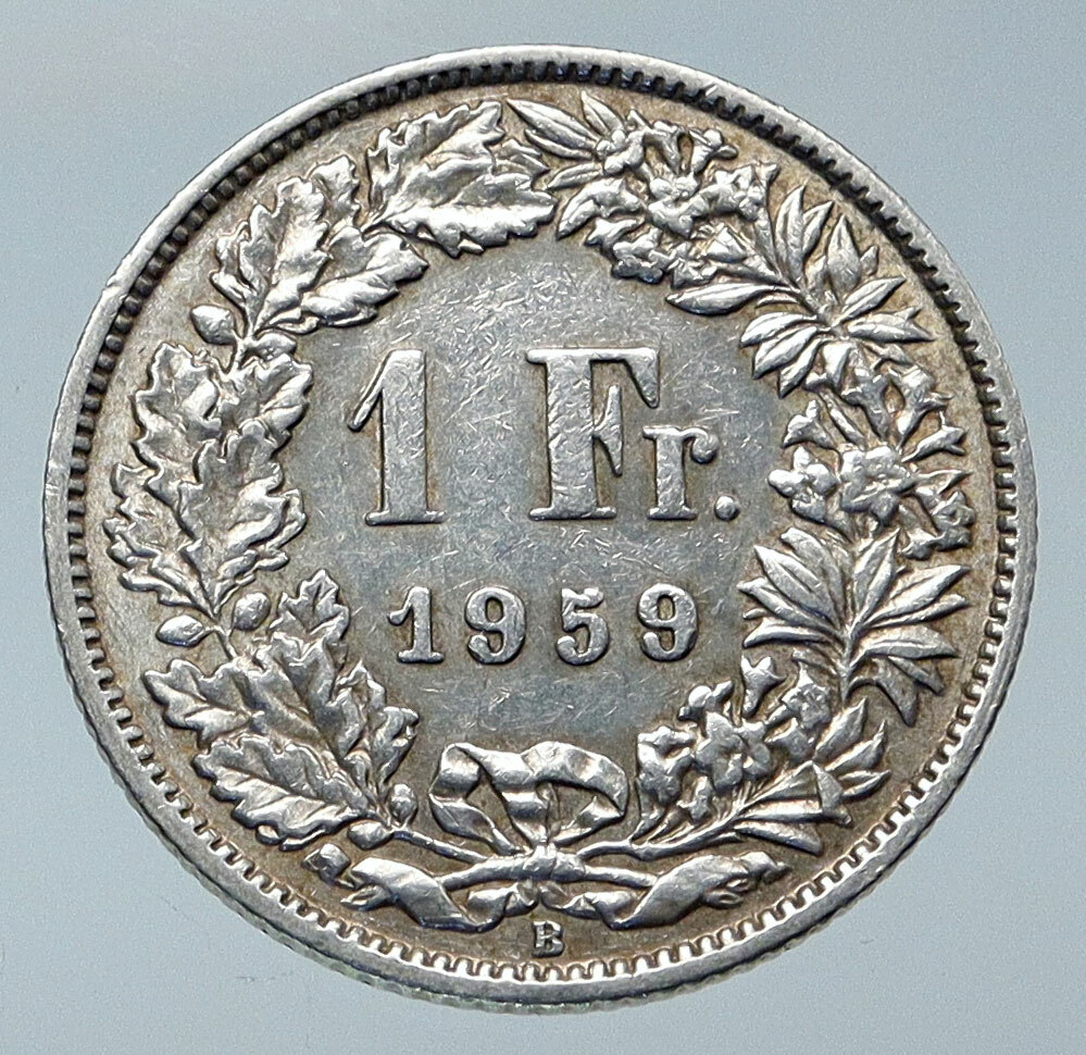 スイス連邦 1フラン銀貨 ヘルベティア立像 お買い得品 1959