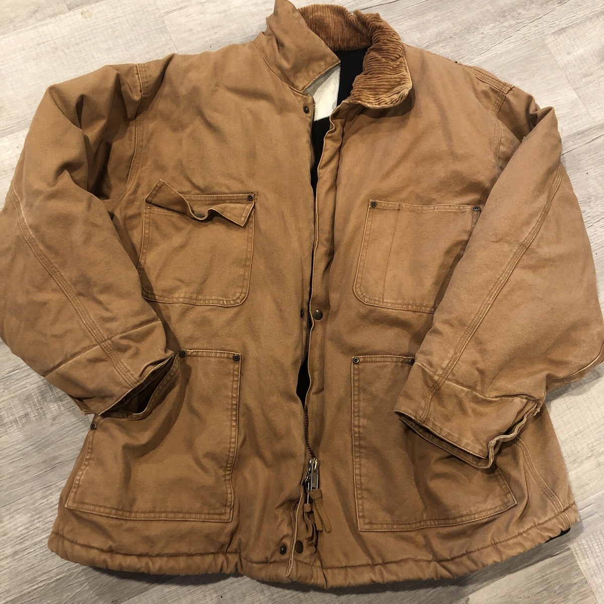 Old Mill Men's Full Zip Canvas Chore Jacket Tan XXL Lined Workwear