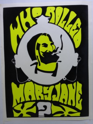 Zig Zag Man 1960's Large Black Light Poster Who Rolled Mary Jane