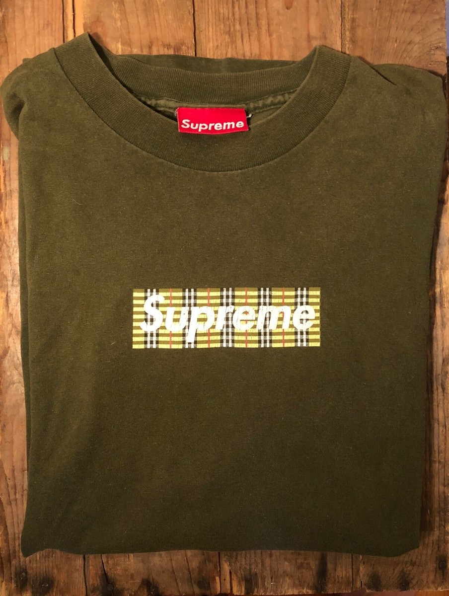 Supreme Burberry Box Logo T-Shirt (1997, Olive, Size L) | eBay