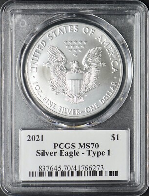 2021 American Silver Eagle T1 PCGS MS70 Donald Trump History Label