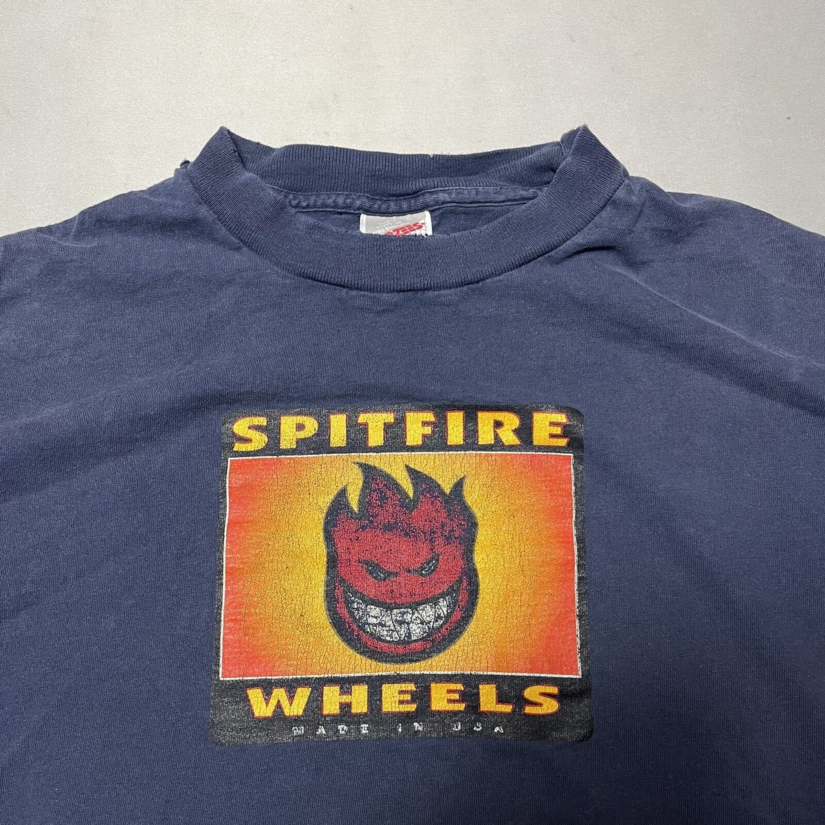 Vintage 90s Spitfire Wheels USA DLX Flame Thrashed T Shirt XL | eBay