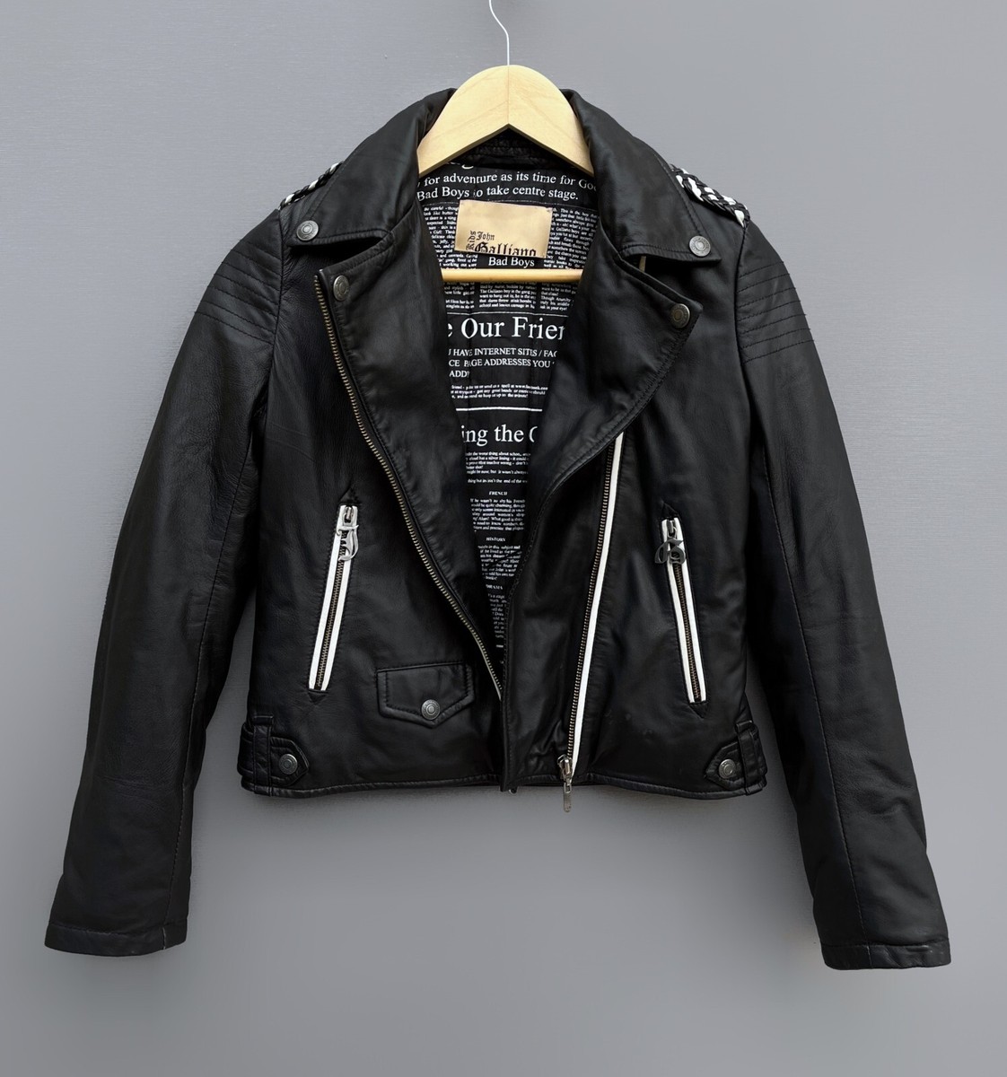 ジョンガリアーノ ウールライダースジャケット カシミア混 44