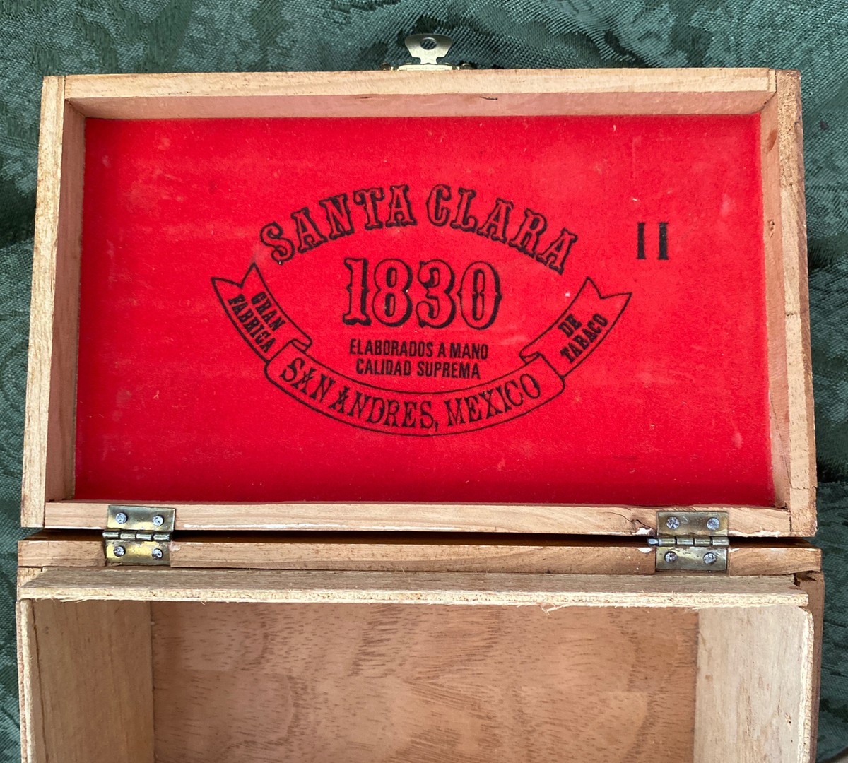 VINTAGE SANTA CLARA CIGARS 1830 SAN ANDRES MEXICO WOODEN CIGAR BOX