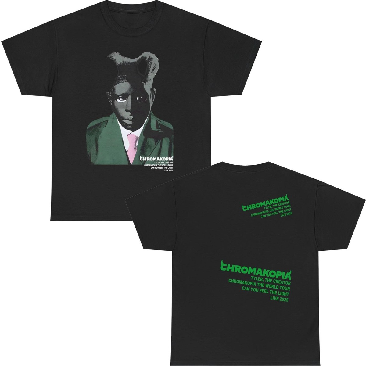 Chromakopia Merch TYLER FACE BLACK 2025 Tour T-Shirt Unisex S-5XL