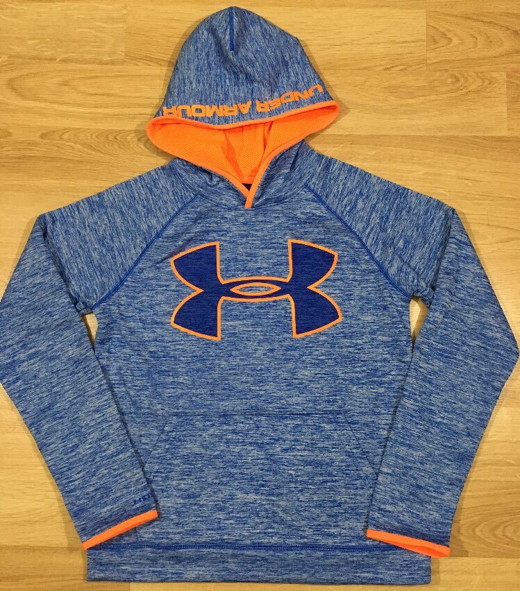Undet Armour Storm1 Hoodie YLG Blue And Neon Orange Excellent | eBay