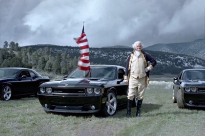 Dodge Challenger SRT8 w/ George Washington Figurine and US Flag