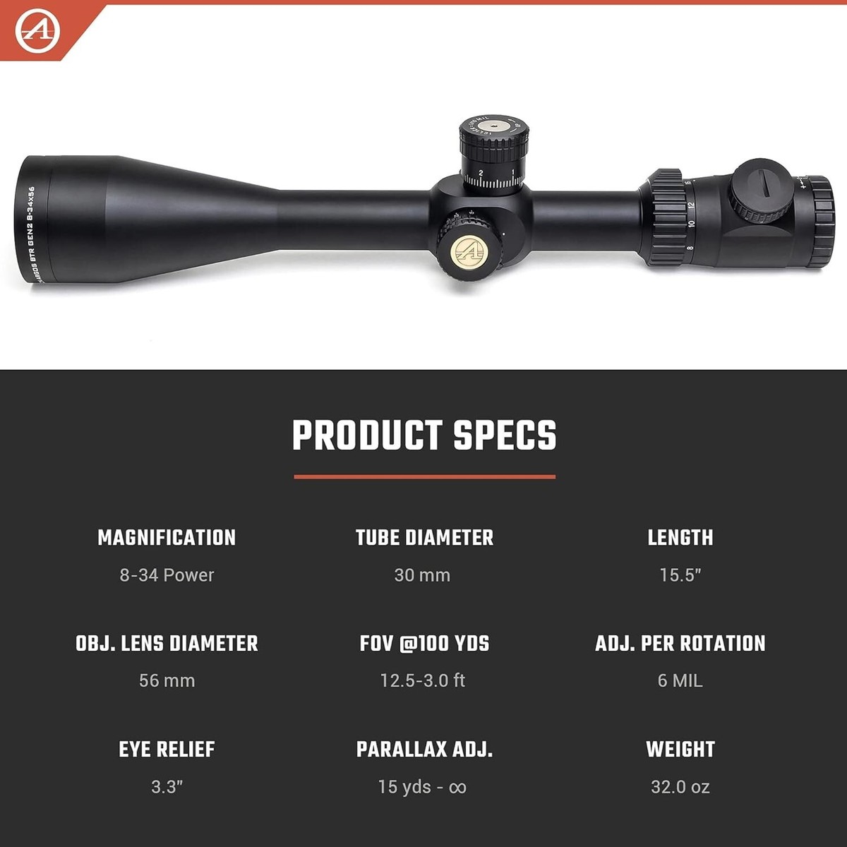 Athlon Argos BTR Gen2 8-34x56 - APMR FFP IR MIL Riflescope