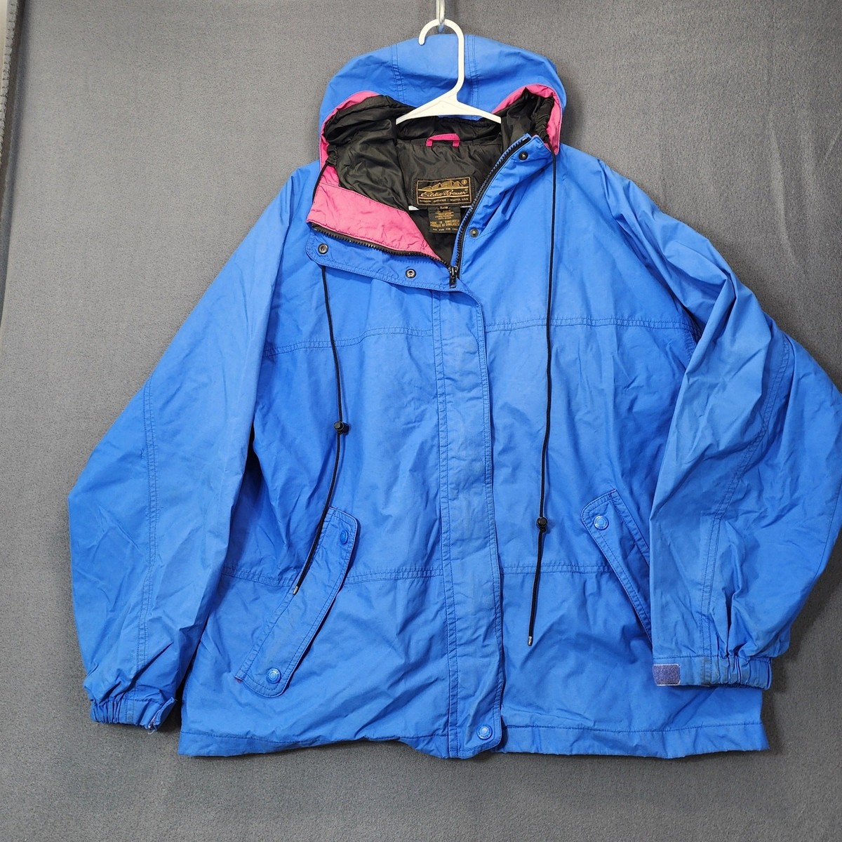 Vintage 90s Eddie Bauer Jacket Large Blue Pink Goretex Hooded