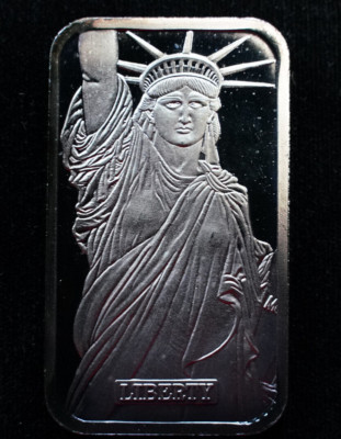 Vintage 1982 Statue of Liberty MTB JM 999 1oz FINE Silver Art Bar