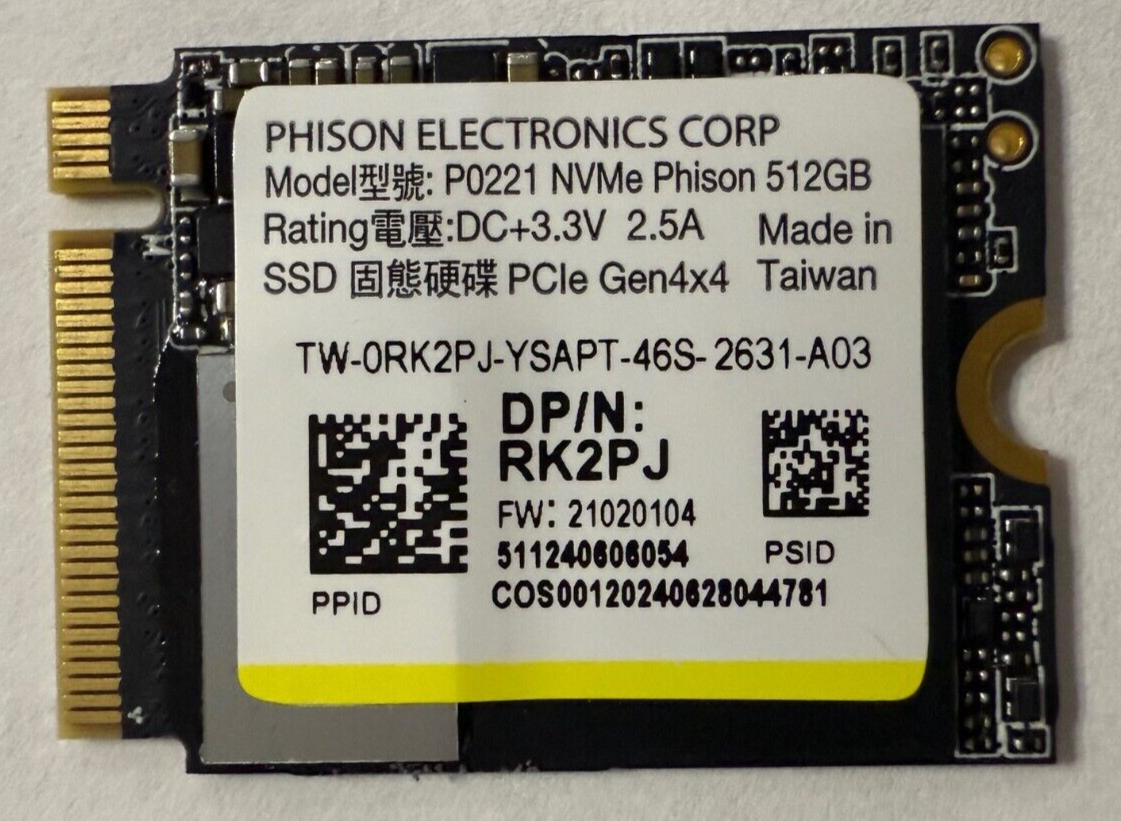 PHISON 512GB M.2 2230 PCIe Gen4 x4 NVMe SSD P0221 RK2PJ | eBay
