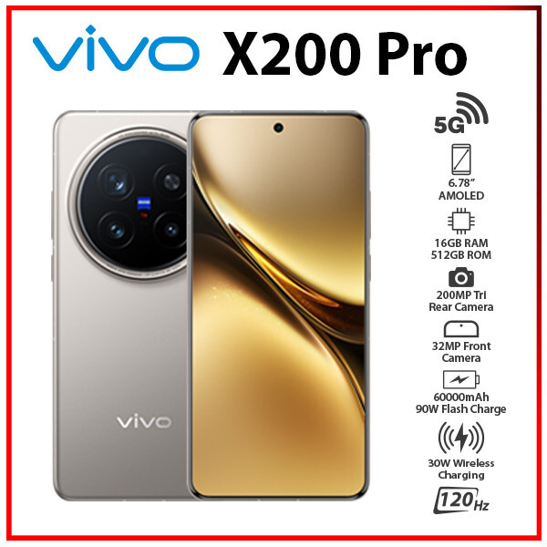 New) VIVO X200 Pro 5G 16GB+512GB GREY Dual SIM Unlocked Android