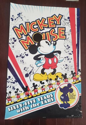 DISNEY POSTER ~1993 Mickey Mouse 65th Anniversary All Started with