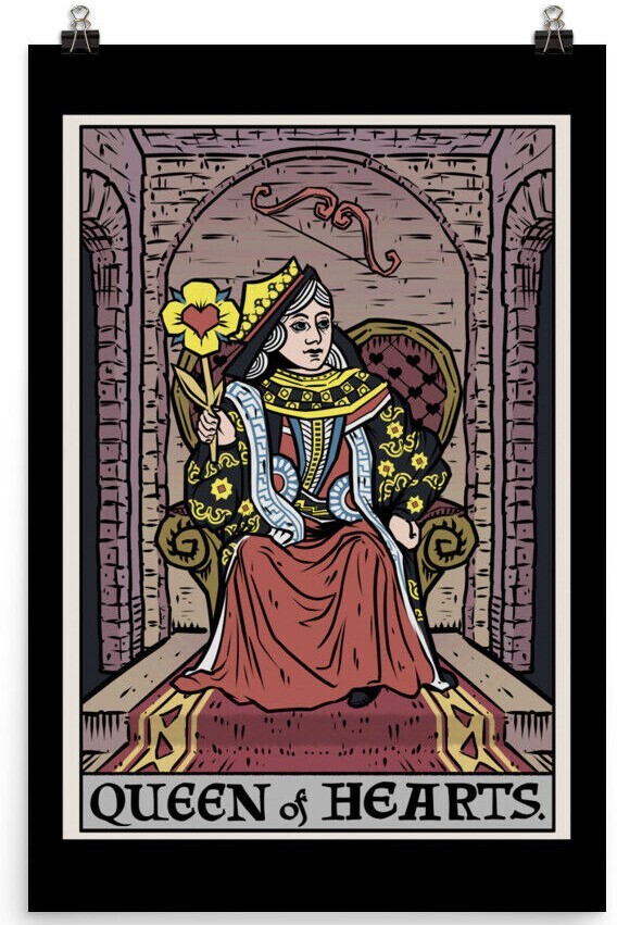 Queen of Hearts Poster Tarot Card Couple Valentine's Day Witch