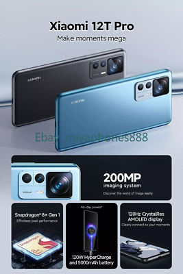 Unlocked Xiaomi 12T Pro 5G Dual SIM 256/512GB 200MP 6.67