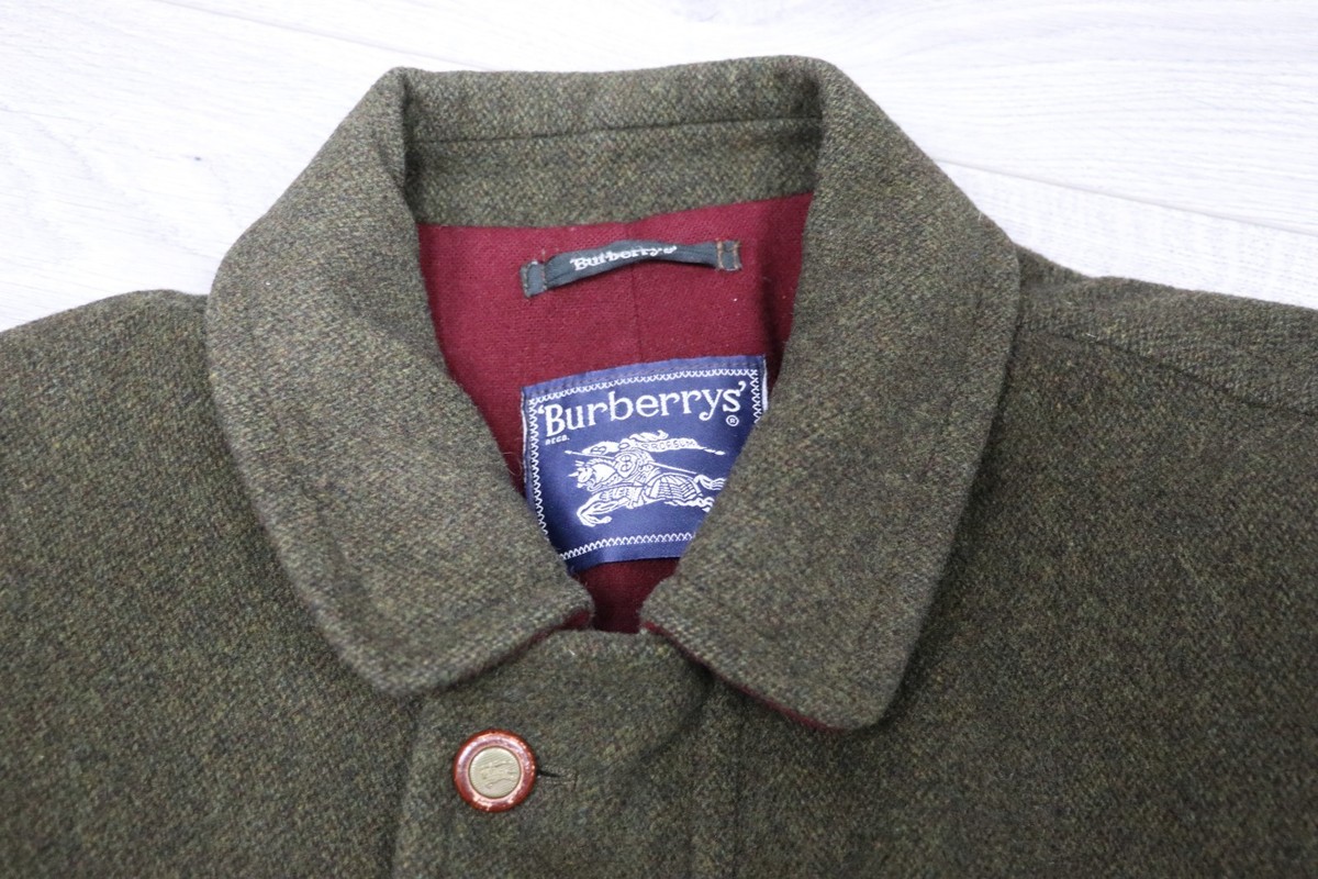 Burberrys Country Wear Vintage Green Wool Hunting Pocket Jacket